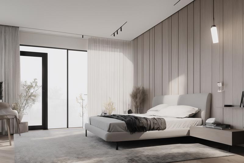 04751-1509458512-DIA designed bedroom with white latex paint on the ceiling, light grey hard pack on the bed background, dark grey wood flooring,(1).png